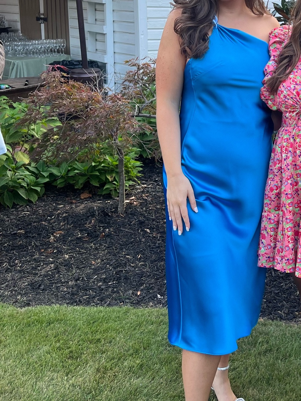 Gianni Bini Blue Midi One Shoulder Cocktail Dress